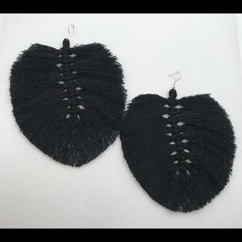 Black feather earrings